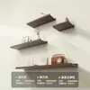 Estante de Pared de Madera Maciza para Sala de Estar, Comedor, Dormitorio, Estante Decorativo para Pared de Fondo Montado en la Pared, Estante Recto para Uñas