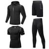 Moda Quatro Estações Roupas de treino masculinas calças com cadarço no tornozelo elásticas conjunto esportivo roupa esportiva para corrida ao ar livre conjunto de quatro peças