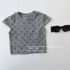Camiseta de Lunares para Niña de Primavera y Verano, Camiseta Básica Versátil de Manga Corta con Estampado de Lunares para Bebé, Ajustada, Cuello Redondo