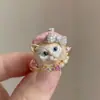 """Anel de Flor de Cachorro Fofo""" - Adorável Anel de Cachorro Estilo Menina Doce, Moda Nicho Design de Ursinho, Anel para Festa de Estudantes"""