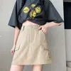 Falda Corta Estilo Americano Adelgazante para Mujer, Falda de Mezclilla Khaki Delgada de Cintura Alta Ajustada para Figuras Pequeñas de Verano