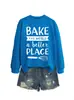 BAKE THE WORLD Loja Independente da Lista de Desejos da Amazon Moletom Feminino Outono Inverno Versátil e Moderno com Gola Redonda e Manga Longa