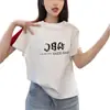 Camiseta Cinza Elegante de Algodão Puro de Manga Curta de Alta Qualidade para Mulheres, Estilo Quente 2026 Moda Europeia Tendência de Verão Top