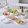 Pratos de Jantar Domésticos Conjunto de Louças de Cerâmica Tigelas de Cristal Preto Simples Escandinavas, Pratos, Colheres e Hashis Conjunto de Pratos e Louças de Cerâmica