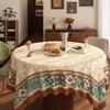 Toalha de mesa redonda estilo americano, toque de luxo leve e de alta qualidade, pequena toalha de mesa redonda, à prova d'água, à prova de óleo, lavável, resistente ao calor, pano protetor para mesa de jantar redonda