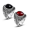 Anillo de acero de titanio retro antiguo con incrustaciones de gemas para hombre, fuente de comercio electrónico transfronterizo, anillo de personalidad SA751