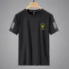 Camiseta de seda de hielo de verano para hombre, cuello redondo, ropa de secado rápido, manga corta, fina, transpirable, manga media, talla grande, deportiva, holgada, de moda.