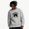 Moletom de Algodão Pesado para Casais, Corte Amplo, Gola Redonda, Pulôver sem Capuz, Versátil, Quente, Blusa Estampada para Outono e Inverno