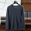 Suéter masculino de cashmere com gola V transfronteiriço, malha plana de 12 pontos de espessura média, nova base para outono e inverno para negócios