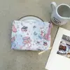 Bolsa Cosmética Linda Azul Caricatura Mini Billetera Algodón Puro Bolsa Pequeña de Tela Auriculares Lápiz Labial Bolsa de Almacenamiento Portátil