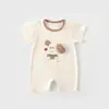 Macacão de Verão para Recém-Nascido Respirável Classe A Modal Manga Curta Sem Costura Macacão de Bebê Roupa para Engatinhar Bebê