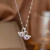 Nuevo Collar Colgante de Estrella con Lazo y Borla Estilo Hada Moda Femenina Simple de Gama Alta Lujo Ligero Cadena para Clavícula