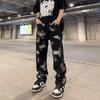 Jeans Pretos Finos de Verão Estilo Americano High Street Moda Hip Hop Marca de Moda Estilo Europeu e Americano Calças Altas