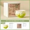 Roca y Mineral Blanco Verde Estrella Marchita Taza de Té de Descanso Taza de Anfitrión Tetera de Cerámica Exquisita Preparación de Té Gaiwan Beber Té Set de Té Gongfu de Alta Gama