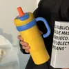 Copo de Gelo Gigante com Alto Valor Estético, Copo com Canudo, Grande Capacidade, Copo Portátil para Carro, Copo Térmico Fofo de Desenho Animado para Meninas