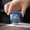 Taza de té de bambú pintada a mano pura azul blanco Miyan taza de té para el hogar taza individual cerámica hecha a mano llanta delgada taza maestra