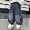 Pantalones Vaqueros Curvos para Niños de Primavera y Otoño Estilo Coreano Color Sólido para Niños Sueltos Casuales Atractivos Pantalones de Comercio Exterior para Niños Pequeños y Medianos
