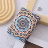 Espejo Compacto Rectangular Plegable Estilo Bohemio, Espejo Compacto Portátil Estilo Retro, Espejo de Bolsillo Grueso de PU de Doble Cara para Maquillaje