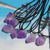 Colgante de Piedra Bruta Amatista Lavanda, Clúster de Cristal Diente Clúster de Amatista Collar Moldeable, Exportación de Colgante de Amatista