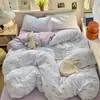 Juego de Cuatro Piezas de Sábanas y Fundas de Edredón de Algodón Lavado Ultra Suave Grado A Materno e Infantil, Sábanas Ajustables para Dormitorio Estudiantil, Juego de Cama de Tres Piezas 4