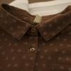 Pabellón Yanyu Camisa de Manga Larga Floral Lijada para Mujer Solapa Holgada Casual Base Algodón Puro Estilo Lino de Algodón