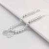 Pulsera Ping An Fu para Mujer Accesorios de Cobre Blanco Pulsera Simple con Cuentas Redondas con Carácter Fu Transmisión en Vivo Mismo Estilo Moda Regalo de Cumpleaños Novia