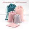 Fábrica de Origem em estoque bolsa de veludo cinza bolsa de beleza com cordão bolsa de armazenamento com cordão atacado bolsa de veludo de camurça