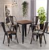 Fornecimento de fábrica combinação de mesa e cadeira de jantar estilo industrial retrô para bar café loja de chá com leite combinação de mesa e cadeira de jantar de ferro