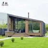 Casa de Férias Criativa Casa de Família Solário Minimalista Moderno Villa de Madeira Estrutura de Aço Cinza Parede Cortina de Vidro Casa de Família