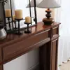 Gabinete Decorativo de Chimenea Falsa Estilo Retro Americano en Color Nogal, Estante para Recibidor, Accesorio de Fotografía para Sala de Transmisión en Vivo de Bodas