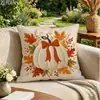Funda de almohada de calabaza de otoño Halloween fantasma transfronteriza, Funda de cojín de sofá con estampado de hoja de arce de Acción de Gracias, Bordado de imitación