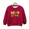 Roupas de Ano Novo Vermelhas para Crianças Saudações de Ano Novo Outono e Inverno Nova Moda Nacional Top para Meninas Roupas de Saudações de Ano Novo com Forro de Lã Versátil Doce Moletom