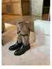 ¡Producción en fábrica en curso! Mismo estilo que Grape Mom, mismo estilo que Xin Zhilei, hebilla de cinturón de retazos, botas de tacón alto hasta la rodilla para mujer