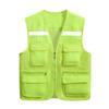 Chaleco de Ropa de Trabajo Personalizado Reflectante Multibolsillos Voluntario Cuadrícula Chaleco de Seguridad LOGO Voluntario Herramienta Promocional