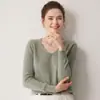 Nuevo suéter de cachemir 100% puro para otoño e invierno para mujer, cuello en V, sin costuras, de punto liso, camisa base de punto, suéter corto versátil y cálido
