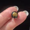 Cuentas de Ágata Natural con Estampado Dorado de las Cuatro Bestias Míticas, Rojas, Negras, Blancas y Azules, Patrón Unilateral, Cuentas Redondas: Dragón Verde, Tigre Blanco, Ave Roja, Tortuga Negra