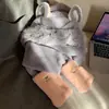 Conjunto de Chapéu de Pelúcia e Cachecol de Inverno com Design de Raposa, Espessado e Forrado com Fleece para Aquecimento, Chapéu Lei Feng, Protetor de Pescoço para Ciclismo, Conjunto Fofo de Três Peças
