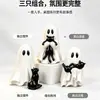 Enfeite de Gato Preto Fantasma Decoração de Atmosfera para Festa de Halloween Enfeite para Mesa de Casa Presente Fofo