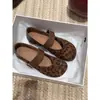 Sapatos Mary Jane Estampados de Leopardo Retrô Chuyuji para Mulheres, Novo Estilo Francês Outono 2026 Sapatilhas Baixas de Uma Tira Rasteiras