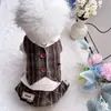 Roupas para Cães e Gatos de Outono e Inverno Transfronteiriças Traje Xadrez Bonito para Gatos Cães de Porte Pequeno e Médio Teddy Bichon Roupas de Inverno