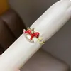 Anel Aberto de Pônei Esmaltado Banhado a Ouro Real 18K Anel de Dedo Indicador Simples da Moda Vintage Joia de Luxo Leve de Alta Qualidade