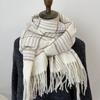Bufanda a cuadros coreana para mujer, estilo preppy, versátil, de imitación de cachemira, ideal como regalo para parejas de estudiantes.