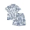 Trajes de Manga Corta para Niños de Primavera y Verano, Ropa de Verano Moderna Fresca y Guapa para Niños, Ropa para Niños, Camisas de Seda Helada, Conjunto de Dos Piezas