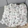 Pijama de Mujer Nuevo Estilo Algodón Nube Cuello de Muñeco, Manga Larga y Pantalones, Conjunto de Ropa de Casa Delgado Dulce con Estampado de Dibujos Animados, Venta al Por Mayor Transfronteriza