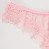 Lencería sexy transparente de talla grande europea y americana con lazo personalizado, encaje de lunares sexy, tiro bajo, entrepierna de algodón, ropa interior para mujer