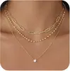 Collar de Cobre Multicapa Transfronterizo para Mujer, Galvanizado, Moderno, Estilo Minimalista, Cadena para Clavícula de Moda y Versátil
