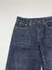 Suministro de Fábrica Nuevo Original Vaca 005L Retro Azul Oscuro de Cintura Baja Pierna Ancha Rectos Largos Jeans para Mujer