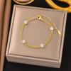 Pulseira de aço inoxidável de alta qualidade, nicho, não desbota, best-seller transfronteiriça, para menina, corda vermelha Pérola, pulseira de Trevo, joia