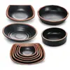 Plato de restaurante bicolor negro plato redondo creativo para guarniciones plato hondo para snacks plato para aperitivos plato para salsas de restaurante de hot pot