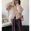 Nueva Chaqueta Ligera de Algodón Color Caramelo Estilo Coreano con Solapa Corta para Mujer Abrigo de Algodón Holgado Casual Invierno 2026